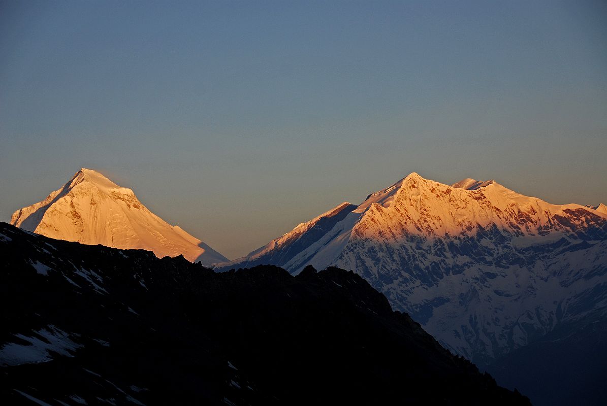 19 Dhaulagiri, And Tukuche Peak At Sunrise From Camp Below Mesokanto La Dhaulagiri and Tukuche Peak blazed at sunrise from the camp just below the Mesokanto La.